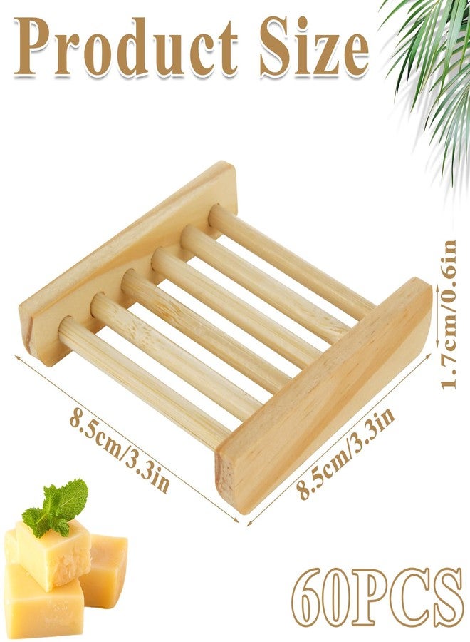 LOPYXBR 60 PCS Bamboo Soap Dish for Shower 3.3x3.5x0.7 Inch Wooden Soap Holder Self Draining Bamboo Soap Holder Handmade Wooden Soap Dish for Bar Soap Wood Soaps Tray for Bathroom, Shower, Kitchen - Image 2
